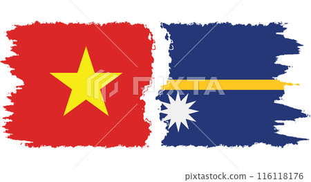 Nauru and Vietnam grunge flags connection vector 116118176