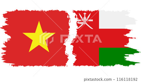 Oman and Vietnam grunge flags connection vector 116118192