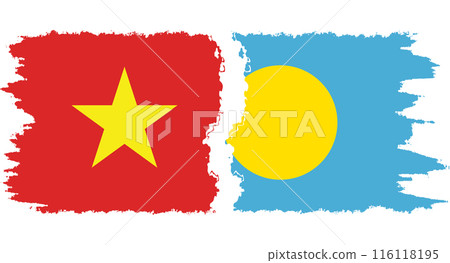 Palau and Vietnam grunge flags connection vector 116118195