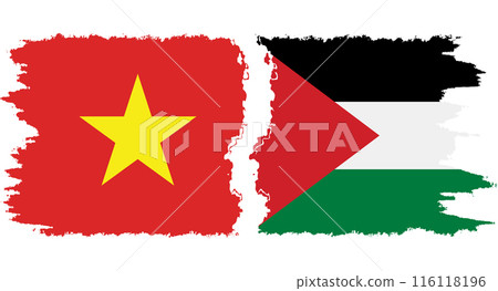 Palestine and Vietnam grunge flags connection vector 116118196
