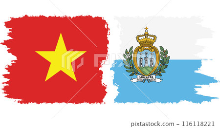San Marino and Vietnam grunge flags connection vector 116118221