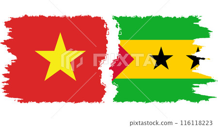 Sao Tome and Principe and Vietnam grunge flags connection vector Sao Tome and Principe and Vietnam grunge flags connection vector 116118223