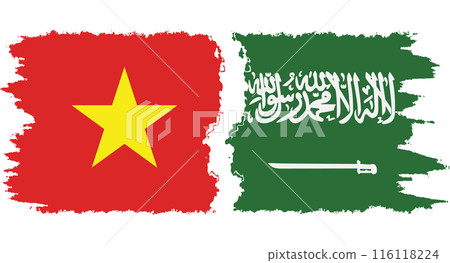 Saudi Arabia and Vietnam grunge flags connection vector 116118224