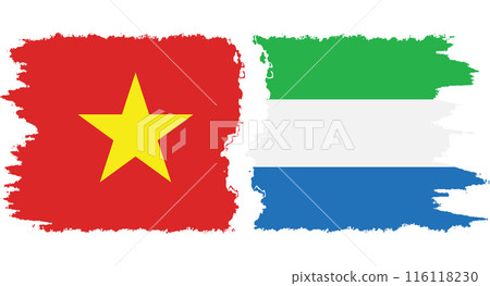Sierra Leone and Vietnam grunge flags connection vector 116118230