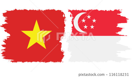 Singapore and Vietnam grunge flags connection vector 116118231