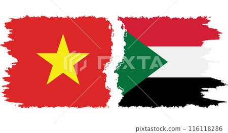 Sudan and Vietnam grunge flags connection vector Sudan and Vietnam grunge flags connection vector 116118286