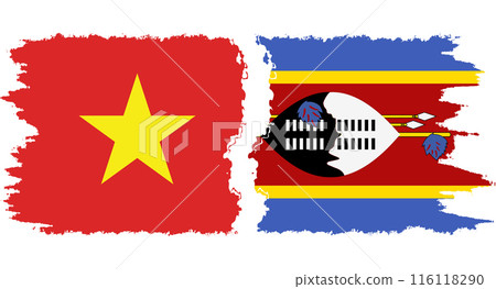 eSwatini and Vietnam grunge flags connection vector 116118290
