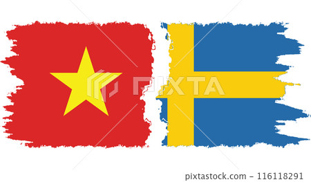 Sweden and Vietnam grunge flags connection vector 116118291