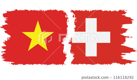 Switzerland and Vietnam grunge flags connection vector 116118292