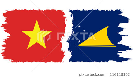 Tokelau and Vietnam grunge flags connection vector Tokelau and Vietnam grunge flags connection vector 116118302