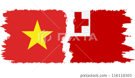 Tonga and Vietnam grunge flags connection vector Tonga and Vietnam grunge flags connection vector 116118303