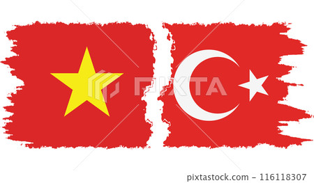 Turkey and Vietnam grunge flags connection vector 116118307