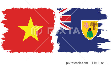 Turks and Caicos and Vietnam grunge flags connection vector Turks and Caicos and Vietnam grunge flags connection vector 116118309