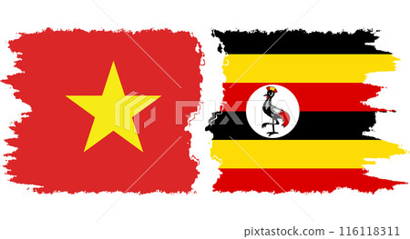 Uganda and Vietnam grunge flags connection vector Uganda and Vietnam grunge flags connection vector 116118311