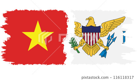 United States Virgin Islands and Vietnam grunge flags connection vector 116118317