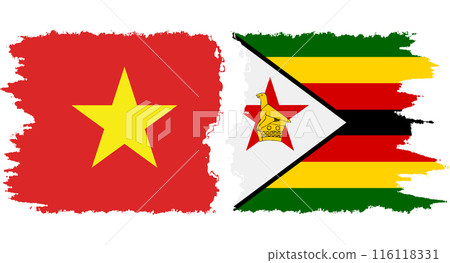 Zimbabwe and Vietnam grunge flags connection vector Zimbabwe and Vietnam grunge flags connection vector 116118331