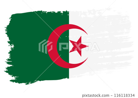 Algeria flag, wide brush stroke on transparent background vector Algeria flag, wide brush stroke on transparent background vector 116118334