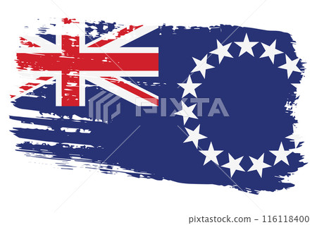 Cook Islands flag, wide brush stroke on transparent background vector 116118400