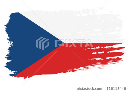 Czech flag, wide brush stroke on transparent background vector 116118446