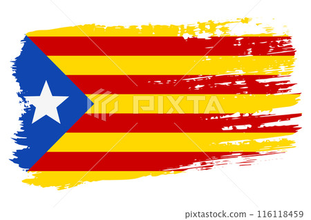 Informal flag of Catalan lands, blue estelada, wide brush stroke on transparent background vector 116118459