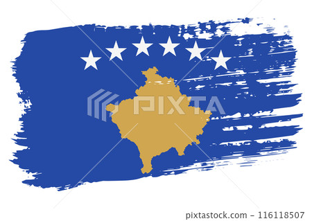 Kosovo flag, wide brush stroke on transparent background vector 116118507
