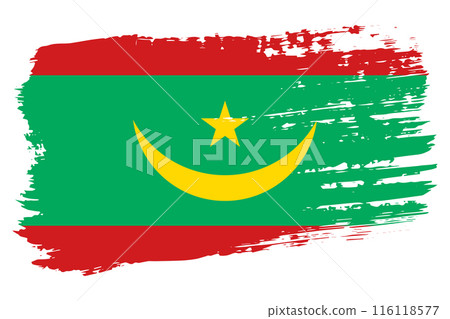 Mauritania flag, wide brush stroke on transparent background vector 116118577