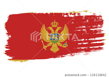 Montenegro flag, wide brush stroke on transparent background vector 116118642