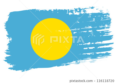 Palau flag, wide brush stroke on transparent background vector Palau flag, wide brush stroke on transparent background vector 116118720