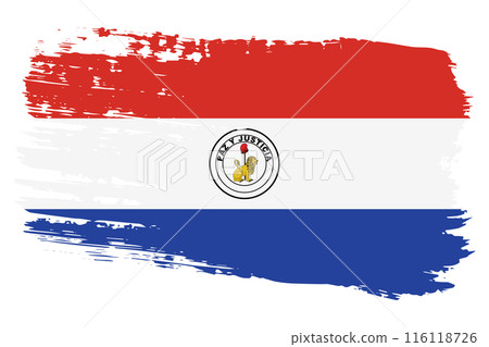 Paraguay back side flag, wide brush stroke on transparent background vector 116118726