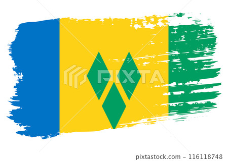 Saint Vincent and the Grenadines flag, wide brush stroke on transparent background vector 116118748