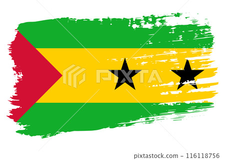 Sao Tome and Principe flag, wide brush stroke on transparent background vector 116118756