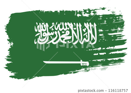 Saudi Arabia flag, wide brush stroke on transparent background vector 116118757