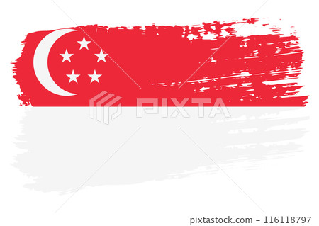 Singapore flag, wide brush stroke on transparent background vector 116118797