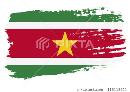 Suriname flag, wide brush stroke on transparent background vector Suriname flag, wide brush stroke on transparent background vector 116118811