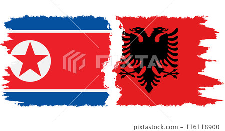Albania and North Korea grunge flags connection vector 116118900