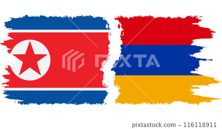 Armenia and North Korea grunge flags connection vector 116118911