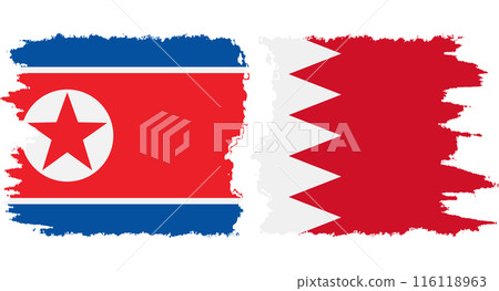 Bahrain and North Korea grunge flags connection vector 116118963