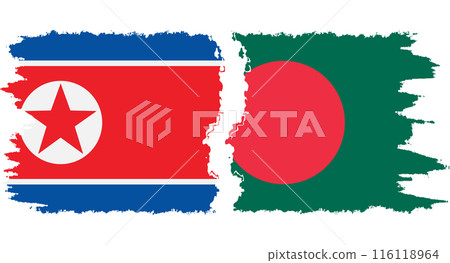 Bangladesh and North Korea grunge flags connection vector 116118964