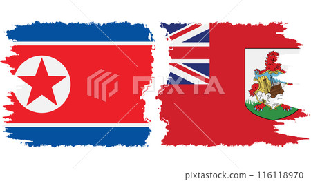 Bermuda and North Korea grunge flags connection vector 116118970