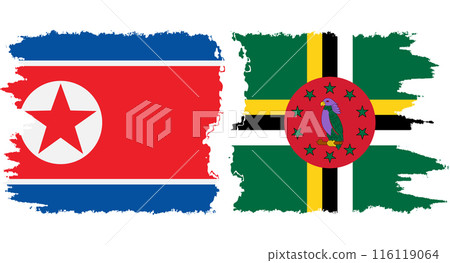 Dominica and North Korea grunge flags connection vector 116119064