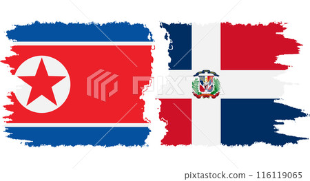 Dominican Republic and North Korea grunge flags connection vector 116119065