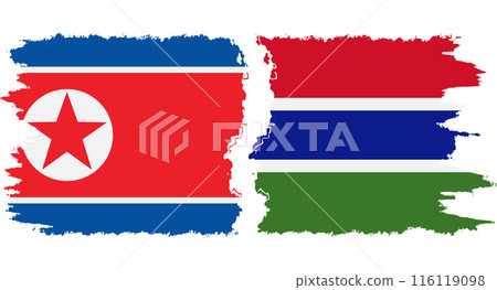 Gambia and North Korea grunge flags connection vector 116119098