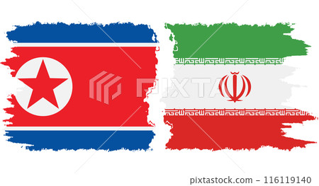 Iran and North Korea grunge flags connection vector 116119140