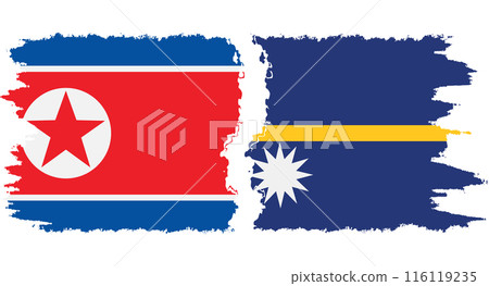 Nauru and North Korea grunge flags connection vector 116119235