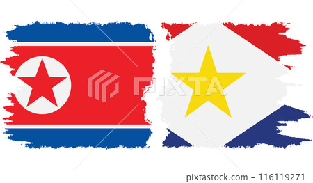 Saba and North Korea grunge flags connection vector 116119271