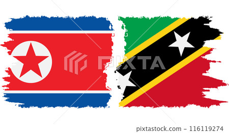 Saint Kitts and Nevis and North Korea grunge flags connection vector Saint Kitts and Nevis and North Korea grunge flags connection vector 116119274