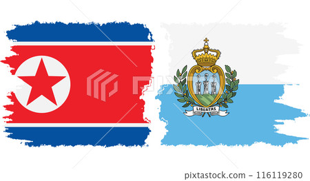 San Marino and North Korea grunge flags connection vector 116119280