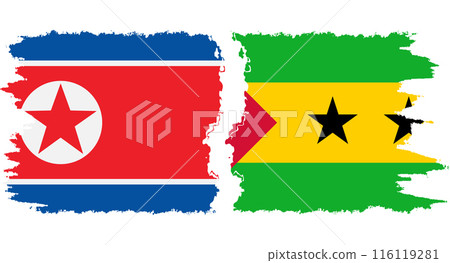 Sao Tome and Principe and North Korea grunge flags connection vector 116119281