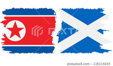 Scotland and North Korea grunge flags connection vector 116119283