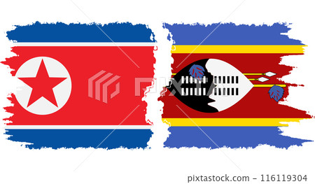 eSwatini and North Korea grunge flags connection vector eSwatini and North Korea grunge flags connection vector 116119304